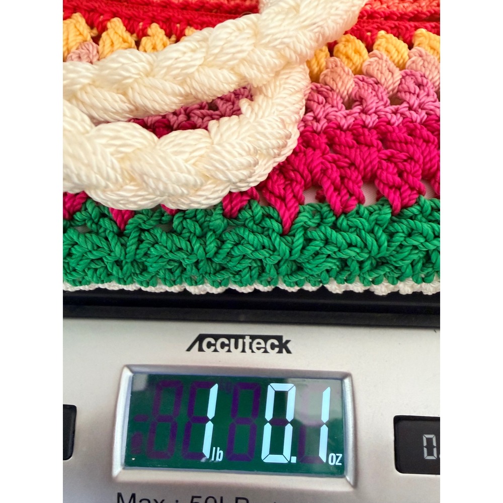 Colorful Crochet Tote Bag Lined Zip Pocket Boho Beach Cottagecore Lina - Picture 11 of 11